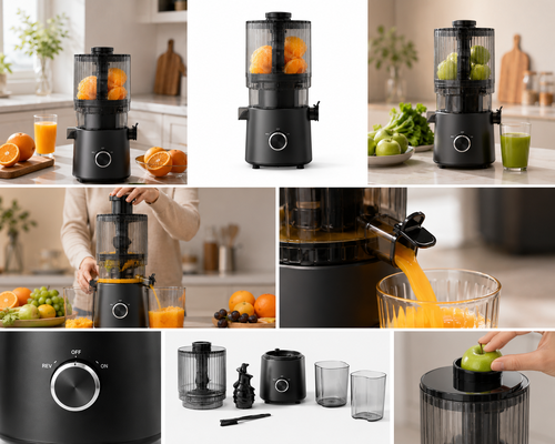 Fresh Smart HJ303 Extra-Wide Slow Masticating Juicer для любителей свежего сока с 155мм шлангом, 2400мл хоппером, 200Вт холодным прессом и самоочисткой