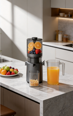 Fresh Smart HJ303 Extra-Wide Slow Masticating Juicer для любителей свежего сока с 155мм шлангом, 2400мл хоппером, 200Вт холодным прессом и самоочисткой