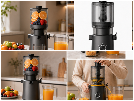 Fresh Smart HJ303 Extra-Wide Slow Masticating Juicer для любителей свежего сока с 155мм шлангом, 2400мл хоппером, 200Вт холодным прессом и самоочисткой