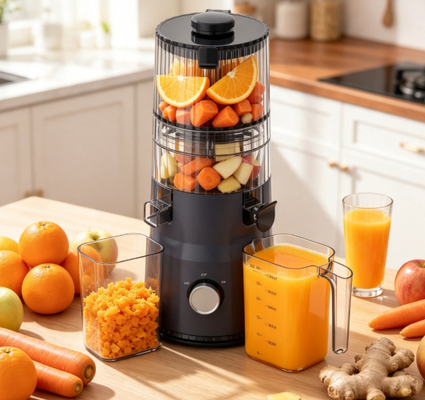 Fresh Smart HJ103A Compact Slow Masticating Juicer Small Space, Big Style, Fresh Juice Every Day with 135mm Wide Chute, 200W Cold Press & Self-Cleaning Строгое смазкающее устройство