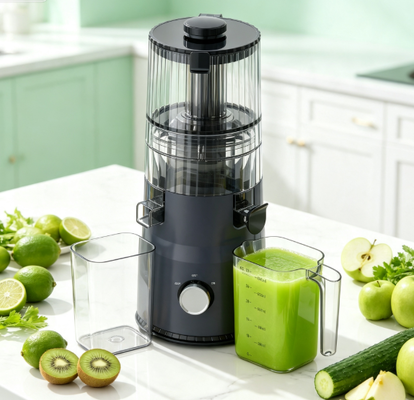 Компактная шнековая соковыжималка HJ103 Fresh Smart – от фермы к столу за секунды с широким желобом 135 мм, холодным отжимом 200 Вт и самоочисткой