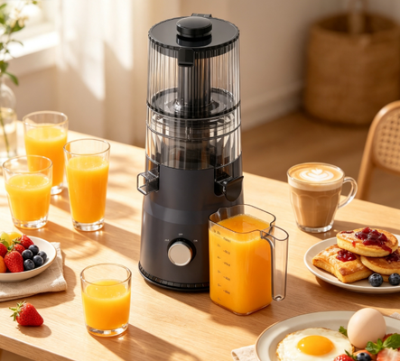 Компактная шнековая соковыжималка Fresh Smart HJ103 – Улучшите свое утро с широким желобом 135 мм, холодным отжимом 200 Вт и самоочисткой