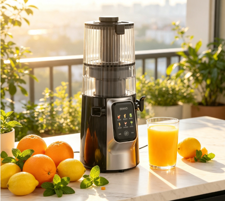 Низкоскоростная соковыжималка Fresh Smart HJ102D с множеством функций – 6 режимов, 1 машина, безграничные полезные творения с широким желобом 135 мм, холодный отжим 200 Вт и самоочистка