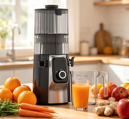 Шнековая соковыжималка Fresh Smart HJ102C с 3 регулируемыми скоростями, широким желобом 135 мм, мощностью 200 Вт, холодным отжимом и функцией самоочистки