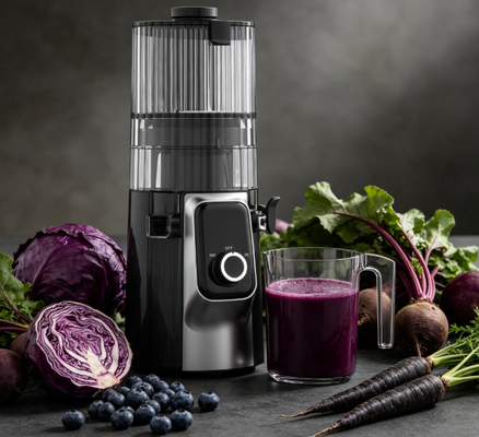 Соковыжималка HJ102C с медленным отжимом Fresh Smart – Соковыжималка, которая дает вам свободу выбора благодаря 3 регулируемым скоростям, широкому желобу 135 мм, холодному отжиму мощностью 200 Вт и самоочистке