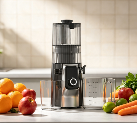 Медленная соковыжималка Fresh Smart HJ102C – соковыжималка, которая оживляет свежесть благодаря 3 регулируемым скоростям, широкому желобу 135 мм, холодному отжиму мощностью 200 Вт и самоочистке