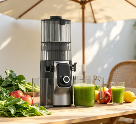 Медленная соковыжималка Fresh Smart HJ102C – соковыжималка, которая превратит вашу кухню в центр здоровья с 3 регулируемыми скоростями, широким желобом 135 мм, холодным отжимом мощностью 200 Вт и функцией самоочистки