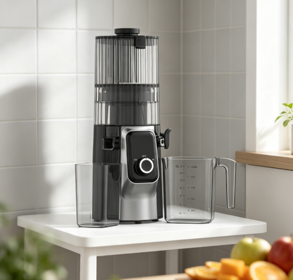 Медленная соковыжималка Fresh Smart HJ102C – соковыжималка, которая сопровождает вас с утра до вечера, с 3 регулируемыми скоростями, широким желобом 135 мм, холодным отжимом мощностью 200 Вт и самоочисткой