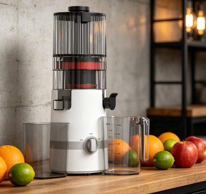 Соковыжималка для медленного отжима Fresh Smart HJ102B – более разумный способ получения свежего семейного сока с желобом 135 мм, холодным отжимом 200 Вт, самоочисткой и предохранительным замком