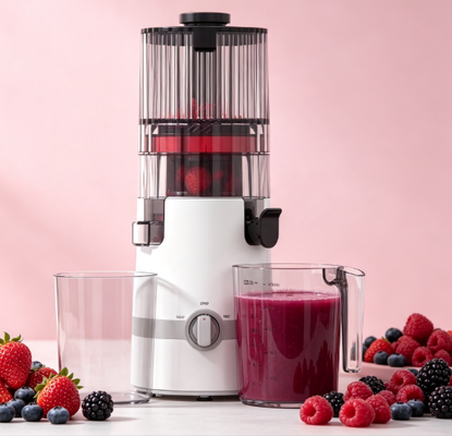 Соковыжималка с медленным отжимом Fresh Smart HJ102B – здоровый выбор, который понравится вашей семье, с загрузочным желобом 135 мм, холодным отжимом 200 Вт, самоочисткой и системой блокировки безопасности