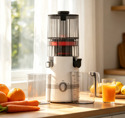 Соковыжималка HJ102B с медленным отжимом Fresh Smart – идеальный опыт свежевыжатого сока для вашей семьи с широким загрузочным желобом 135 мм, холодным отжимом 200 Вт, самоочисткой и блокировкой