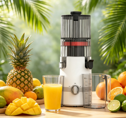 Соковыжималка для медленного отжима Fresh Smart HJ102B – Здоровье начинается со свежего сока с широким загрузочным желобом 135 мм, холодным отжимом 200 Вт, самоочисткой и блокировкой безопасности для всей семьи