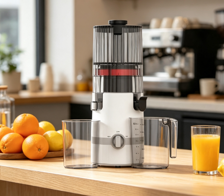 Низкоскоростная соковыжималка HJ102B Fresh Smart – идеальный инструмент для здоровья всей семьи с широким загрузочным желобом 135 мм, холодным отжимом 200 Вт, самоочисткой и безопасной конструкцией