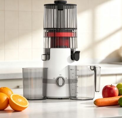 Медленная соковыжималка Fresh Smart HJ102B – семейная соковыжималка, которая экономит ваше время и деньги благодаря широкой загрузочной горловине 135 мм, холодному отжиму мощностью 200 Вт, самоочистке и блокировке безопасности