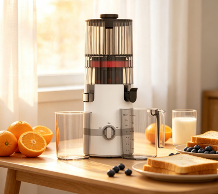 Низкоскоростная соковыжималка HJ102B Fresh Smart – Сердце вашей здоровой кухни с широким желобом 135 мм, холодным отжимом 200 Вт, самоочисткой и замком безопасности для всей семьи