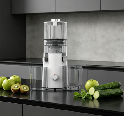 Низкоскоростная соковыжималка Fresh Smart HJ102A с медленным отжимом – Холодный отжим на 55 оборотах в минуту, который наконец-то сделает ежедневное приготовление сока легким, с желобом для целых фруктов 135 мм, самоочисткой и высоким выходом сока